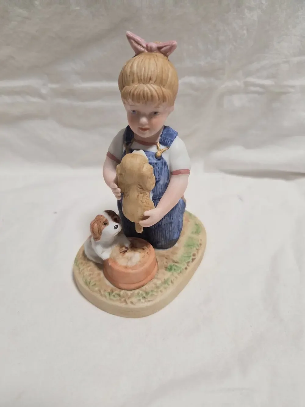 1985 HOMCO Denim Days 1503 Puppy Love Figurine Home Interiors Gifts D3